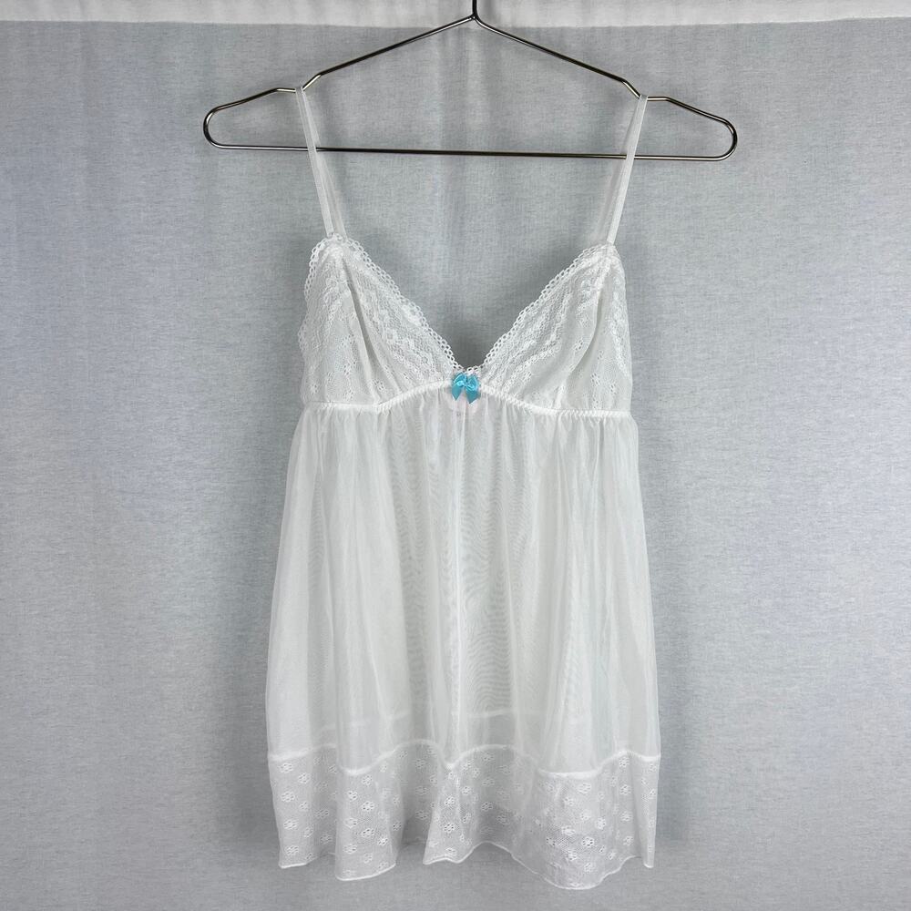 Vintage Y2K Victoria's Secret Top Babydoll Angel Fairy Sheer White Cami Dainty
